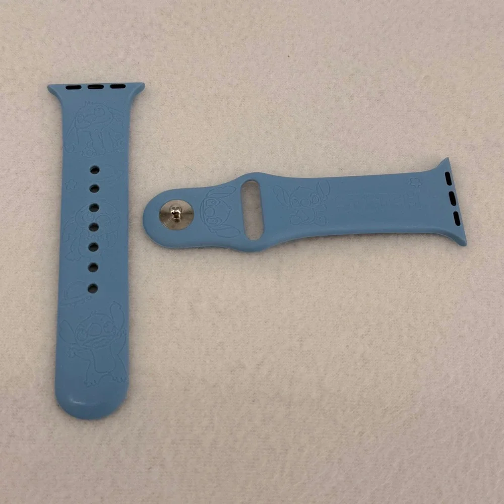 Disney Lilo & Stitch Blue Silicone Apple Watch Band Sport Strap Stitch 40mm